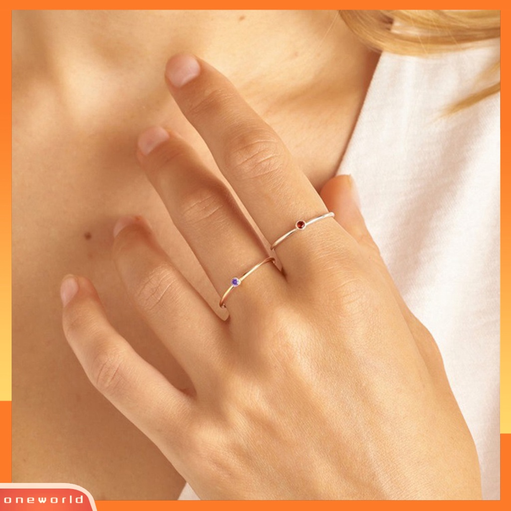 [EONE] Wanita Cincin Shiny Ultra-Ringan Tidak Iritasi Anti-Oksidasi Mempesona Efek Visual Dekoratif Stainless Steel Wanita Berlian Imitasi Pernikahan Ring Finger Band Untuk Perempuan