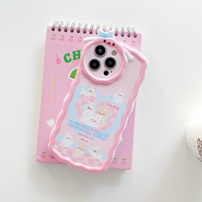 【Lamb Style】Lucky Day Bunny Soft TPU Case HP iP iPhone 11 12 13 14 Pro Max 7 8 + Plus SE 2020 X XS XR Max Girl Woman FTD Casing Apple