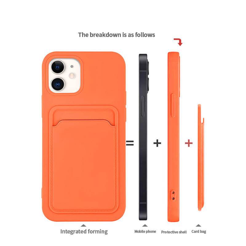 IPHONE Holder Kartu Bahan Silikon Lembut Casing Ponsel Untuk iPhone14 13 12 11 Pro MAX Plus Sarung Dompet Permen Shockproof Untuk iPhone14 iPhone13 iPhone12