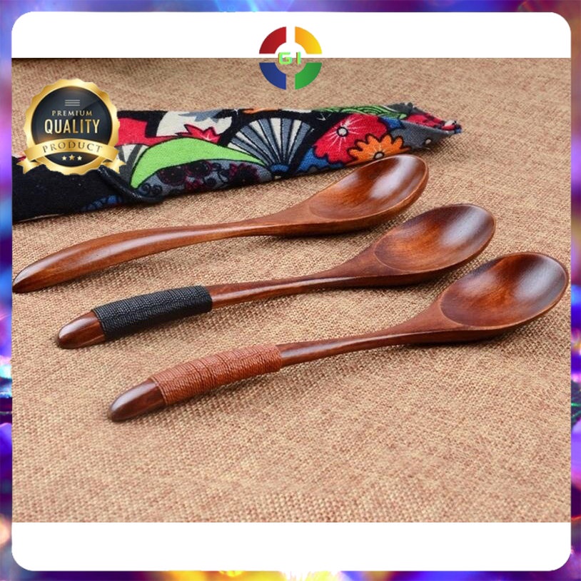 Sendok Makan Centong Sayur Bahan Kayu Wooden Spoon Brown