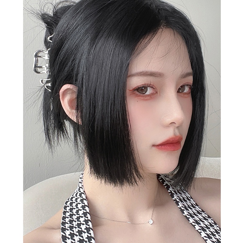 1pasang Fashion Hime Potong Rambut Poni Wig Gadis Keren Putri Potong Calang Poni Wig Aksesoris Rambut