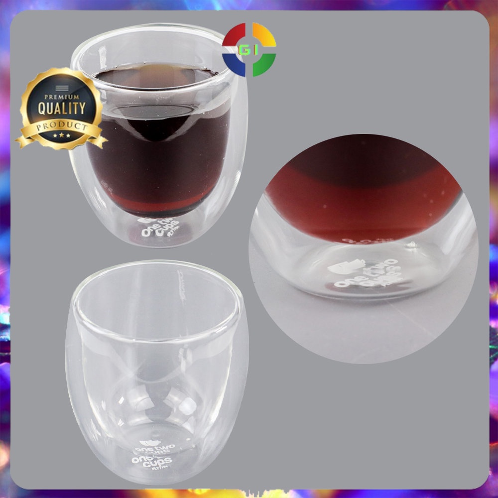 Gelas Kopi Anti Panas Double Wall Glass Borosilicate 250 ml  Transparent