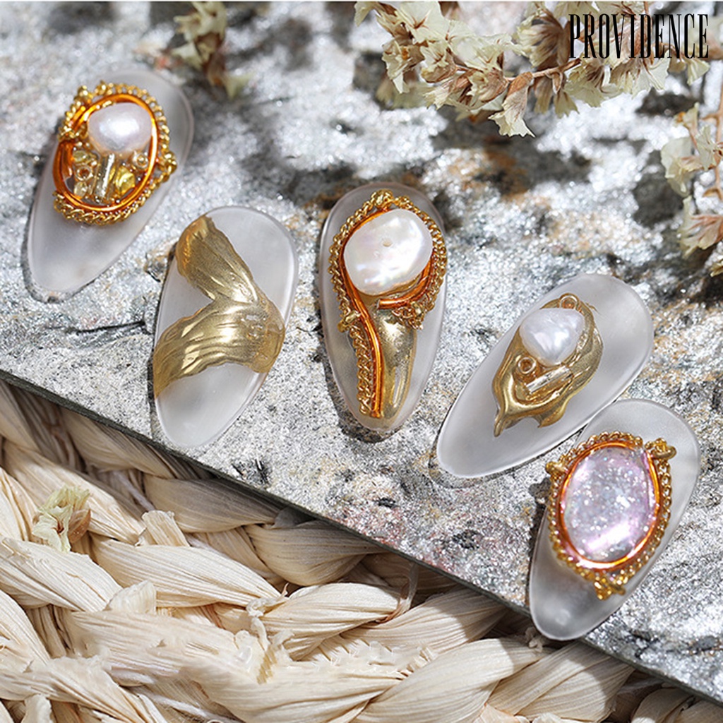 Providence 1kotak Dekorasi Kuku Bentuk Tidak Teratur Bahan Alloy Tahan Karat 3D Mix Mutiara Imitasi DIY Dekorasi Nail Art Perlengkapan Kuku