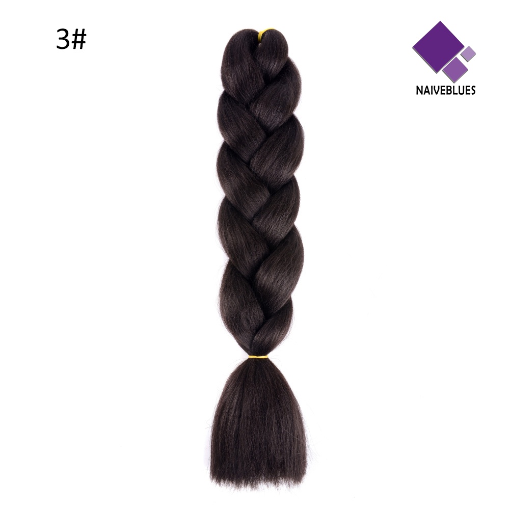 &lt; Naiveblues &gt; Ekstensi Rambut Sintetis Warna Solid Kepang Afrika Crochet Ponytail