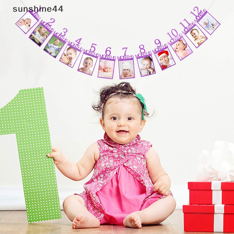 Sunshine Banner Bingkai Foto Happy Birthday Untuk Dekorasi Pesta Anak Bayi Laki-Laki Perempuan My 1st ID