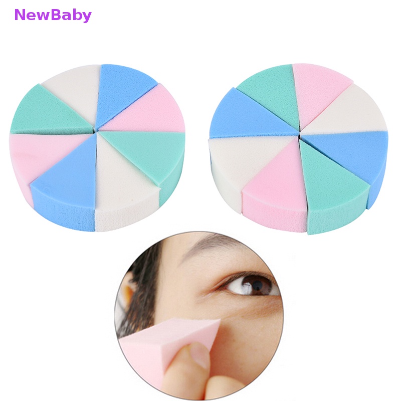 Newbaby 8pcs Segitiga Berbentuk Lembut Ajaib Pembersih Wajah Kosmetik Puff Cuci Makeup Wajah ID