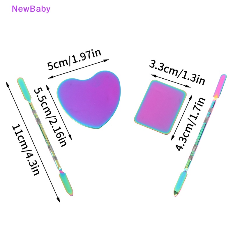 Newbaby Wanita Stainless Steel Nail Art Makeup Palette Spatula Nada Batang Alat Kecantikan ID