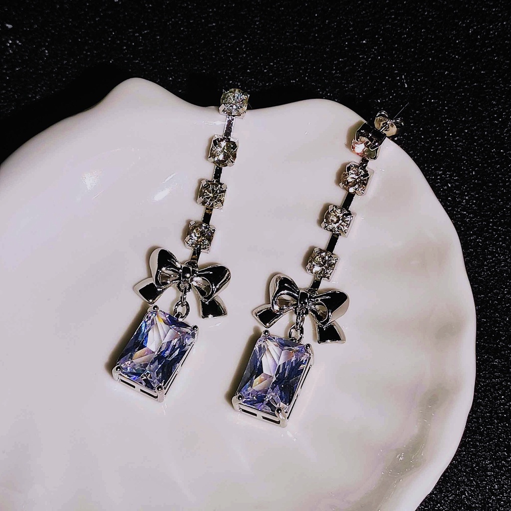 Goldkingdom Fashion Perhiasan Aksesoris Ready Stock Kupu-Kupu Mutiara Kalung Baru Perempuan Joker Berlian Imitasi Penuh Kalung Busur Anting