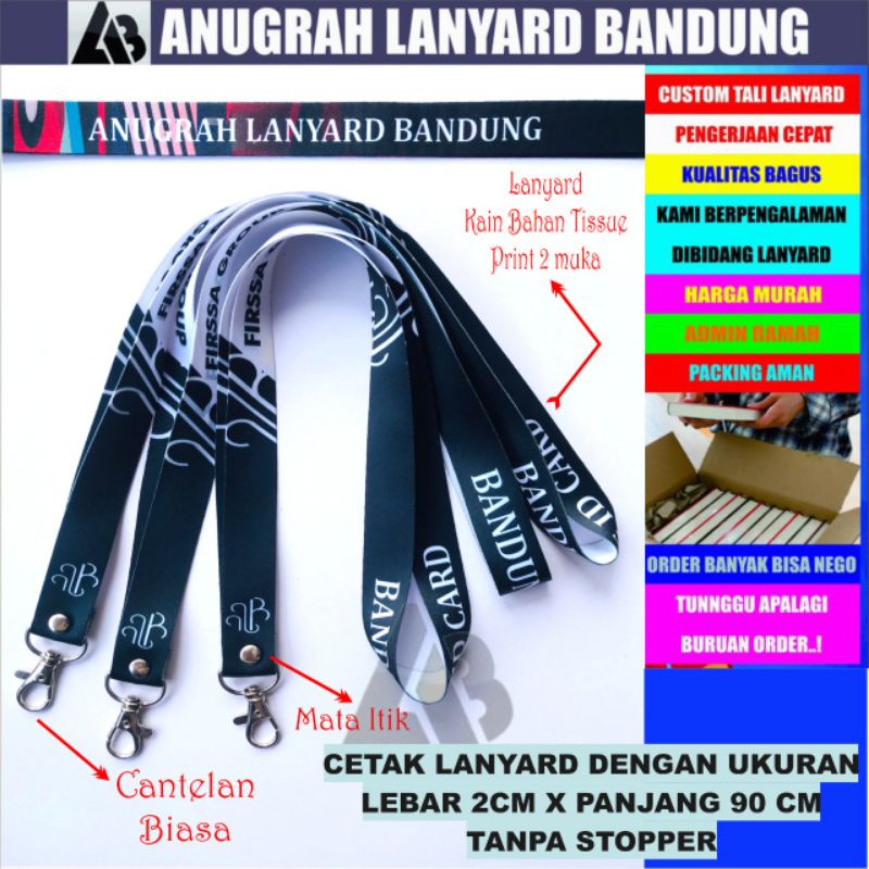 

Promo Tali lanyard id card custome 2 cm 2 sisi tanpa stoper/cetak tali id card tanpa stoper yang berkualitas