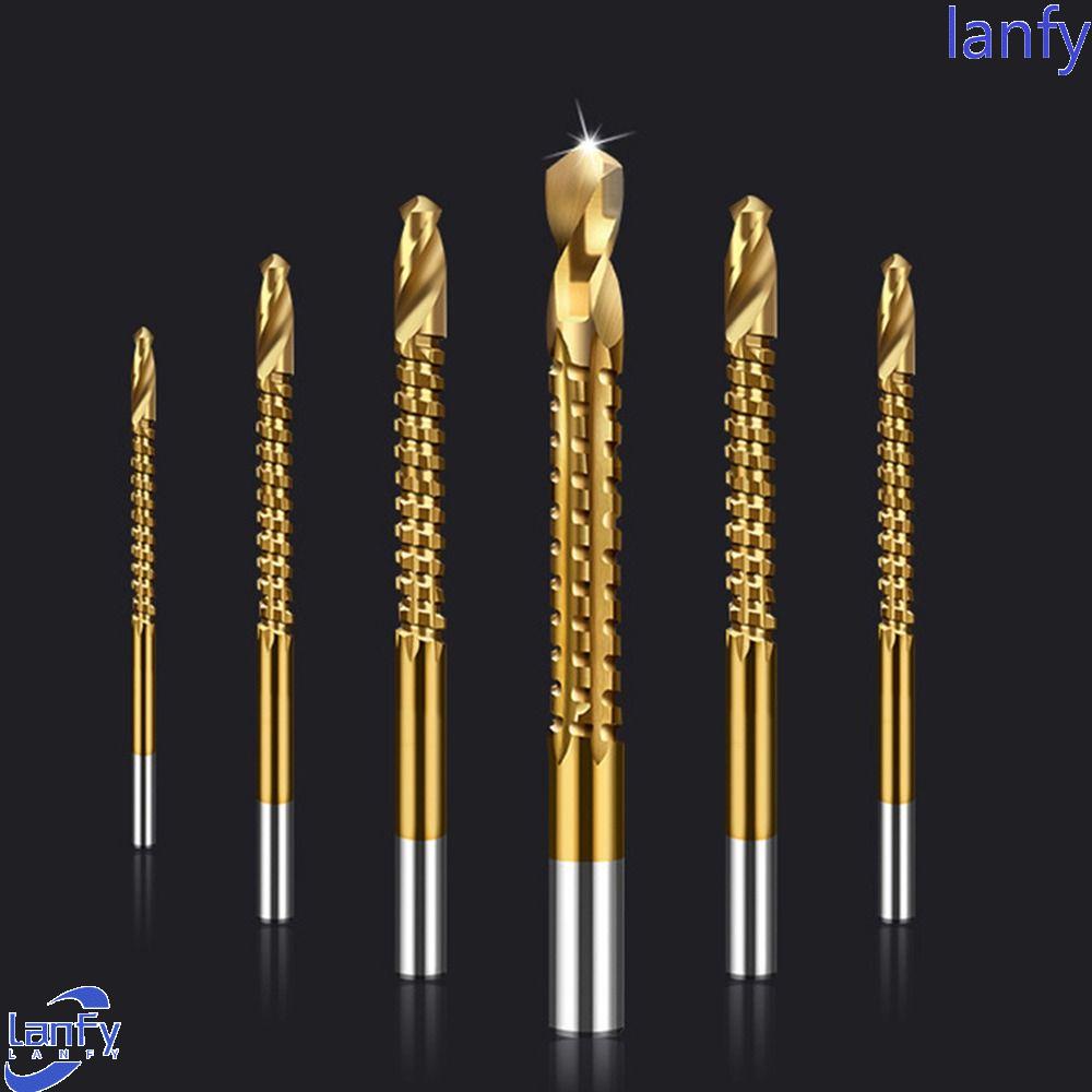 Lanfy Titanium Coated Drill Bit Woodworking Tool 3-8mm Grooving Drill Saw Bukaan Lubang Titanium Milling Cutter Bor Listrik Set Twist Drill Bit