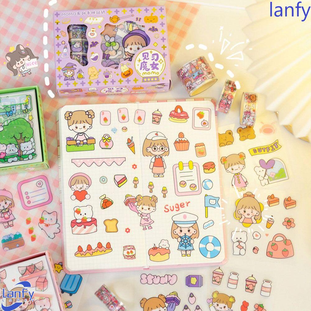 Lanfy Kotak Goo Card Guka Sticker Set Lucu Kartun Scrapbooking Siswa Alat Tulis Goo Card Stiker DIY Jurnal Stiker
