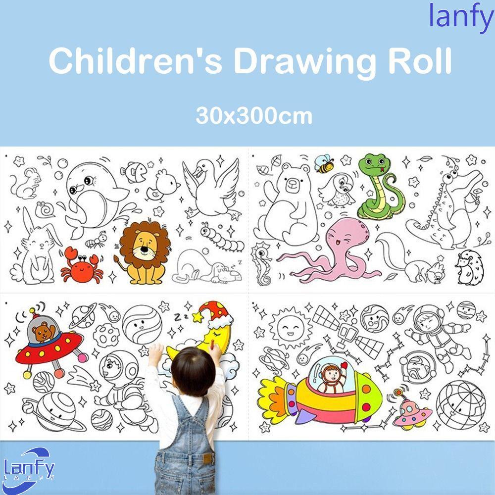 Lanfy Anak-Anak Menggambar Roll Adhensive Children Gouache Art Mainan Mewarnai Graffiti Scrolls Little Artist Color Filling Paper