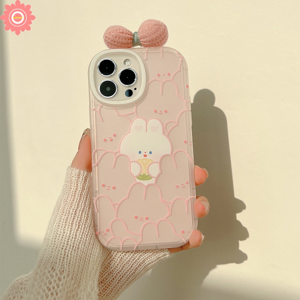 3D Bowknot Decorate Lovely Casing for Infinix Smart 6 5 Hot 10 Lite 10T 10s 11 11s Hot 11 10T 10s 11s 10 9 Play Note 8 Cute Cartoon Rabbit Shockproof Soft Case