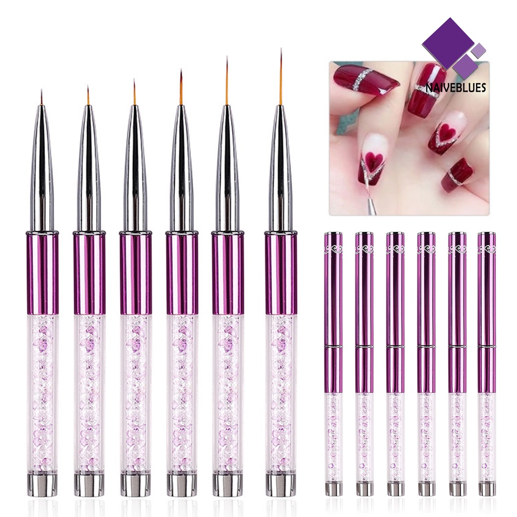 [naiveblues] Kuas Nail Art Dengan Penutup Desain Ergonomis Manicure UV Gel Painting Brush Untuk