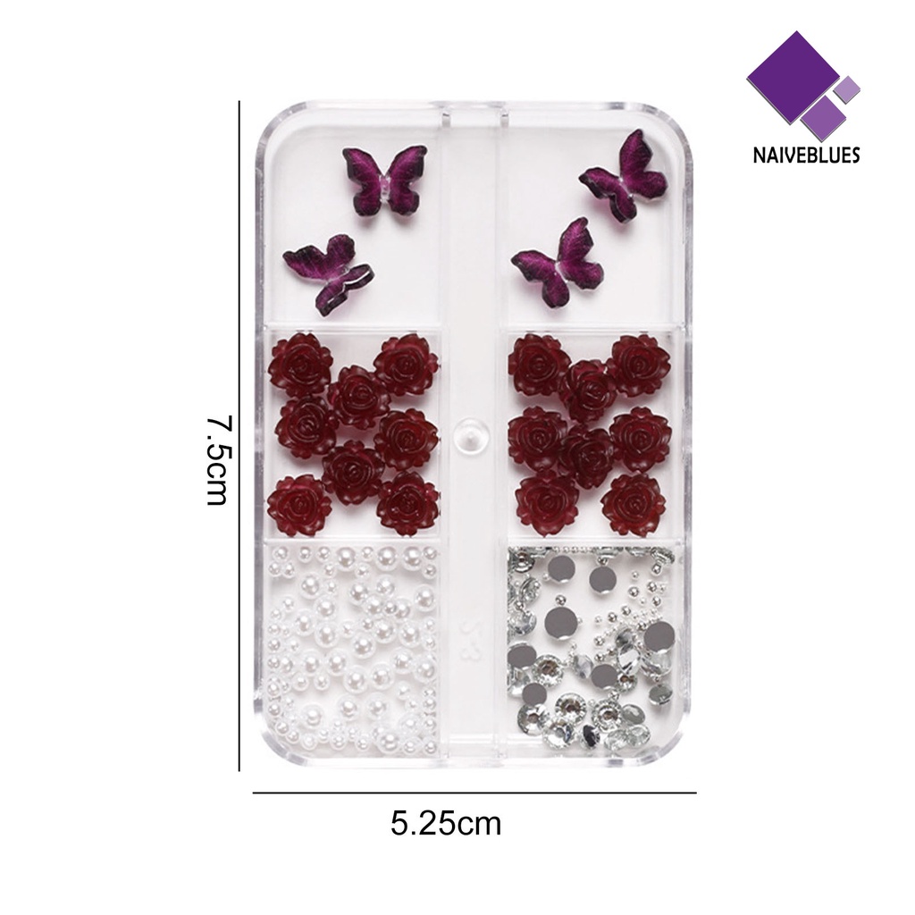 [naiveblues] 1kotak Pesona Nail Art Berkilauan Retro Mudah Tempel Mempesona Visual DIY Resin