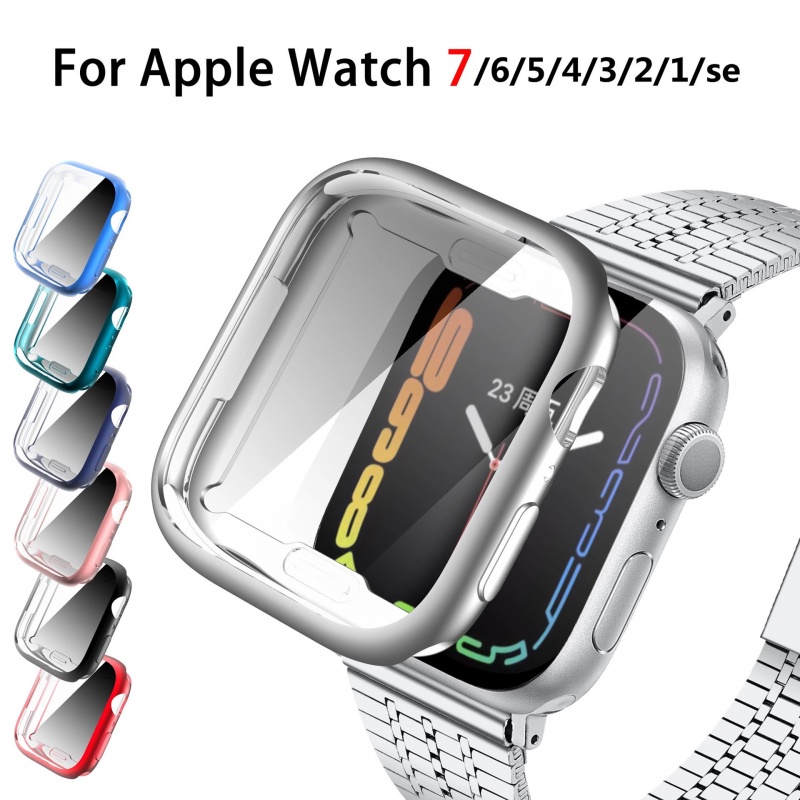 Iwatch Case Untuk Watch Series7 45mm 44mm 42mm 41mm 40mm 38mm Case Dengan Dengan Dengan Full Wrap Plating TPU Watch Case and Film