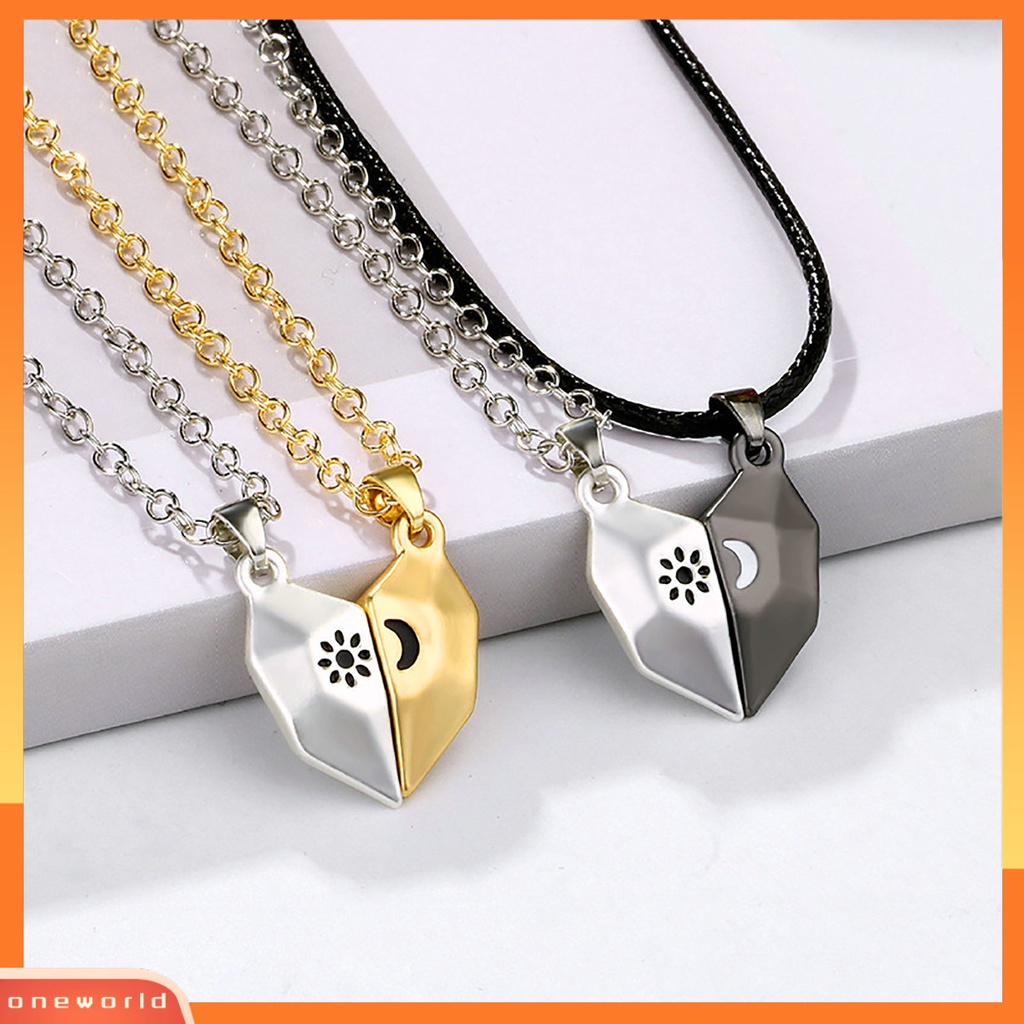 [EONE] 1pasang Rantai Klavikula Kepribadian Senada ic Matahari Bulan Pasangan Liontin Pasangan Kalung Perhiasan Aksesori