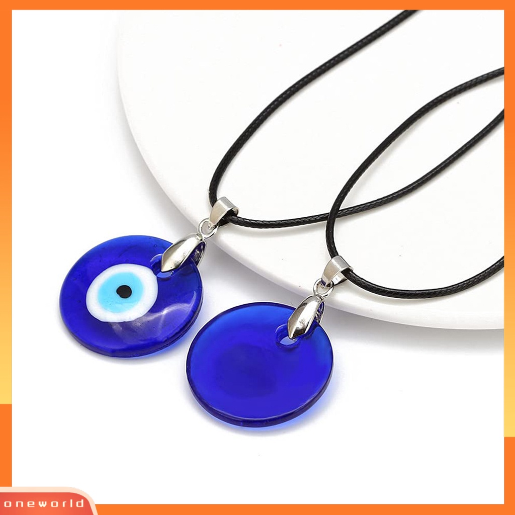 [EONE] Bulat Hati Menjuntai Adjustable Tali Kulit Imitasi Unisex Kalung Liontin Mata Pesta Kalung Perhiasan Aksesoris