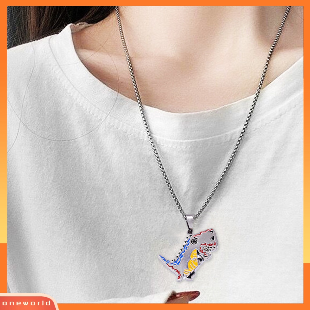 [EONE] Sweater Kalung Geometris Hewan Liontin Electroplating Anti-Karat Leher Ornamen Tahan Luntur Punk Lucu Dinosaurus Rantai Kalung Perhiasan Aksesori