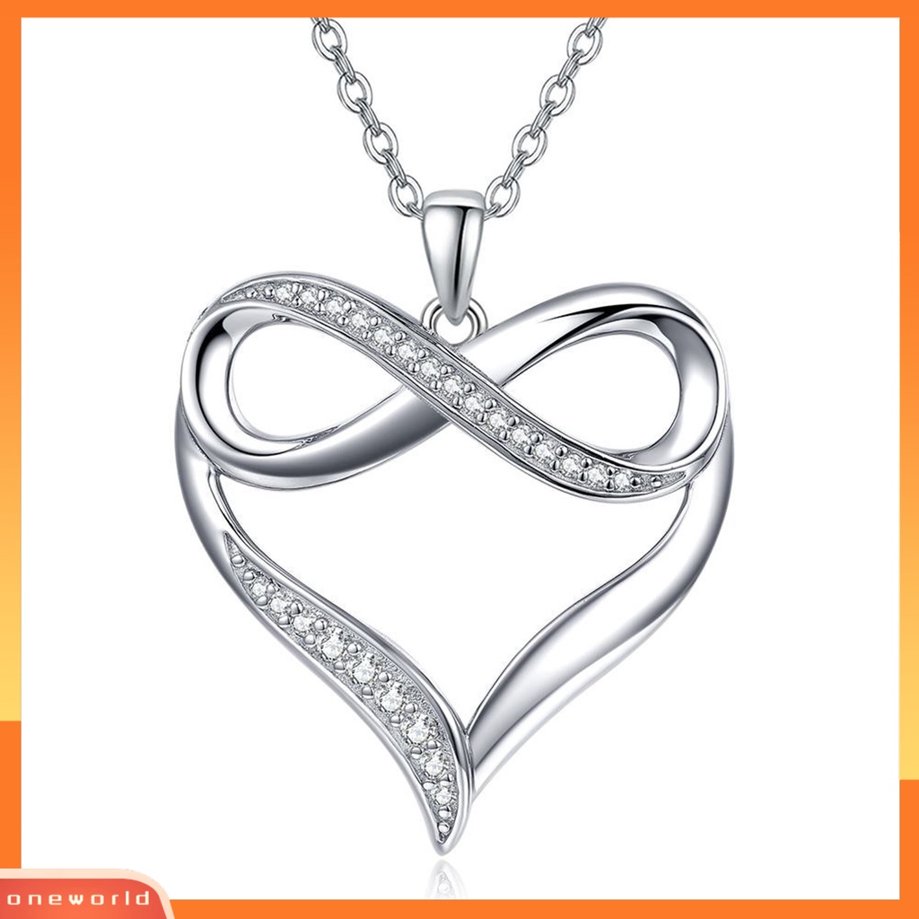 [ONE] Wanita Kalung Shiny Berlian Imitasi Nomor8 Type Pengerjaan Halus Kepribadian Dekoratif Leher Ornamen Finishing Terang Perhiasan Mewah Hati Liontin Kalung Perhiasan Aksesori
