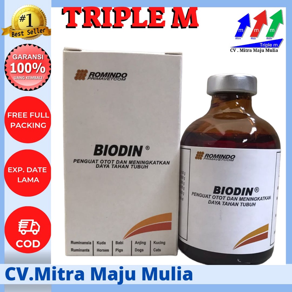 BIODIN 50 ml BIODIN 100 ml ROMINDO Menguatkan Otot Stamina Daya Tahan Tubuh Hewan Pasca Sakit Kelelahan