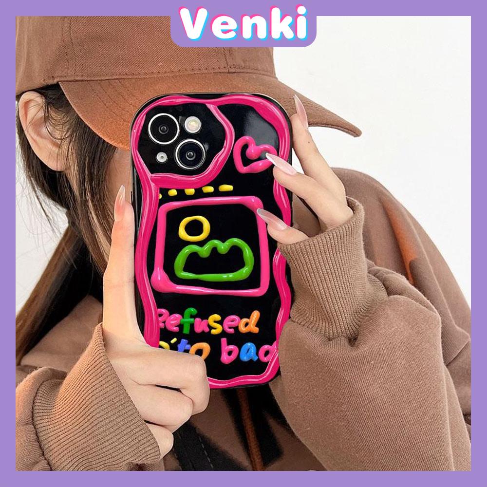 VENKI - For iPhone 11 iPhone Case 3D Curved Edge Wave Glossy Black TPU Airbag Shockproof Camera Cover Purple Bunny Compatible with iPhone 14 13 Pro max 12 Pro Max xr xs max 7 8Plus