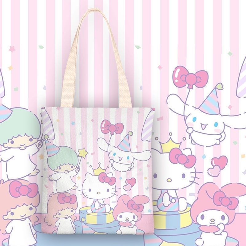 GLORYKIDZ BA2312 Tas Tote Bag Tas Bahu Kanvas Sekolah Kursus Mahasiswa Kuliah Wanita Karakter Kartun Jepang Cinamon Ringan Enteng Bahan Tebal