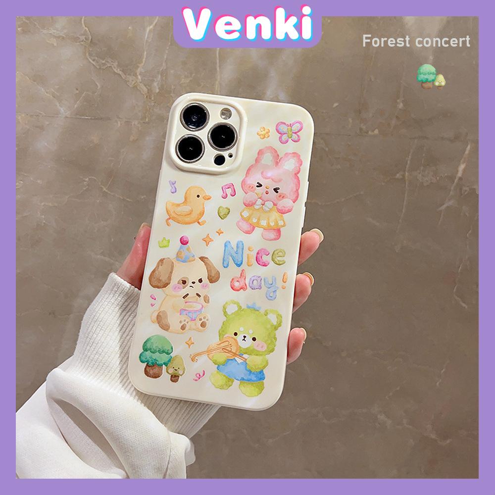 VENKI -For iPhone 11 iPhone Case Cream Glossy Soft Case TPU Shockproof Camera Cover Protection Cute Cartoon Animals Compatible with iPhone 14 13 Pro max 12 Pro Max xr xs max 7 8