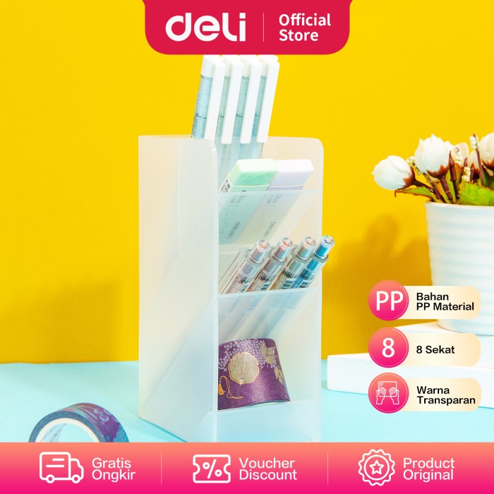 

✨BESTSELLER✨ - Deli Pen Holder/ Rak Tempat Alat Tulis 4/8 Slot Space Besar 893X - 8934 - 8 sekat- 1.2.23