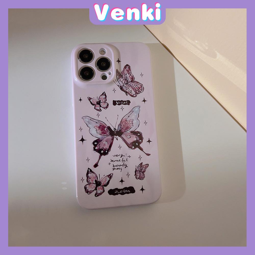 VENKI - For iPhone 11 iPhone Case Cream Glossy Soft Case TPU Shockproof Camera Cover Protection Purple Butterfly Compatible with iPhone 14 13 Pro max 12 Pro Max xr xs max 7Plus