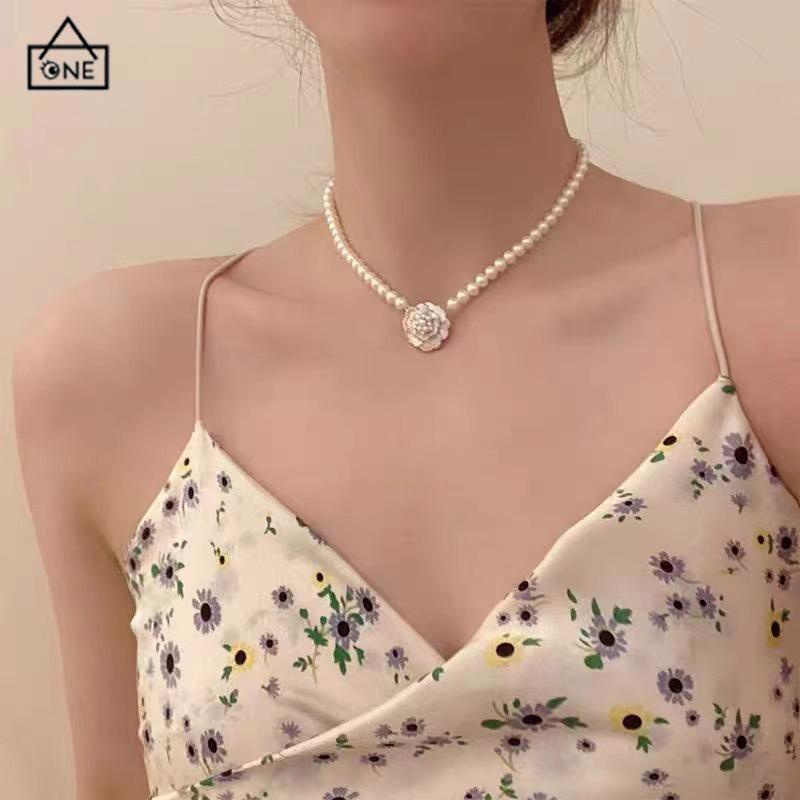 COD❤️Kalung Bunga Wanita Korea Liontin Camellia Untuk Gaya Fashion Accessories