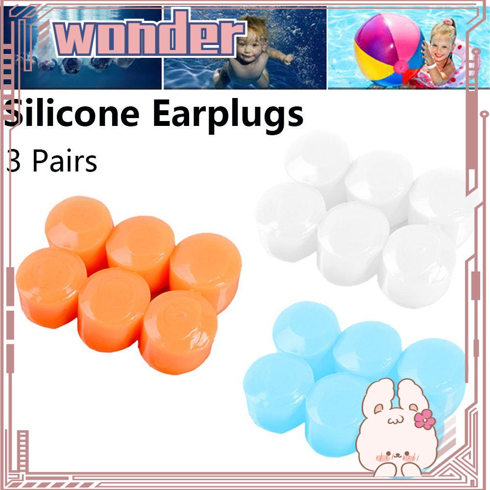 Wonder 3pasang Ear Plugs Penyumbat Telinga Renang Lingkungan Silikon Lembut Anti Berisik