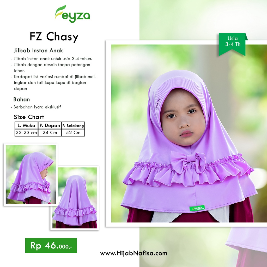 Hijab Instan Anak Tali Rumbai Jilbab Instan Anak Feyza Chessy Kerudung Anak 3-4 Tahun