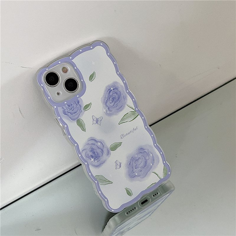 [INS Wave] Purple Rose Soft TPU Case HP iP iPhone 11 12 13 14 Pro Max7 8+Plus SE 2020 X XS XR Max Gadis Wanita Bening FTD Casing Apple