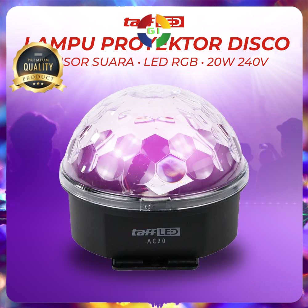 Lampu Proyektor Disco Sensor Suara LED RGB 20W 240V White