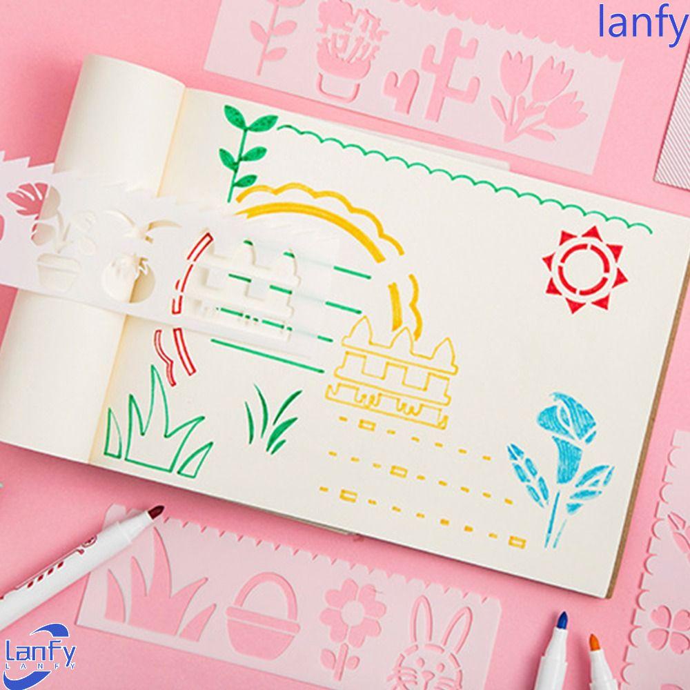 Lanfy Menggambar Template Kreatif Siswa Copy Stensil Scrapbooking Album Foto Dicat Tangan Huruf Stensil