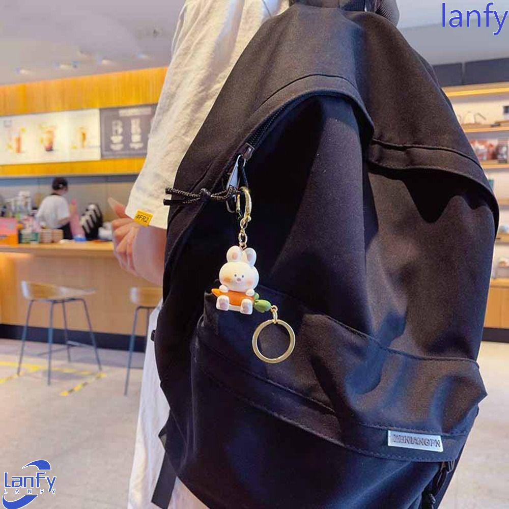 Lanfy Kelinci Gantungan Kunci Ornamen Kepribadian Wortel Gantungan Kunci Mobil Ransel Liontin Kartun Kelinci Hadiah Tahun Baru Car Keyring