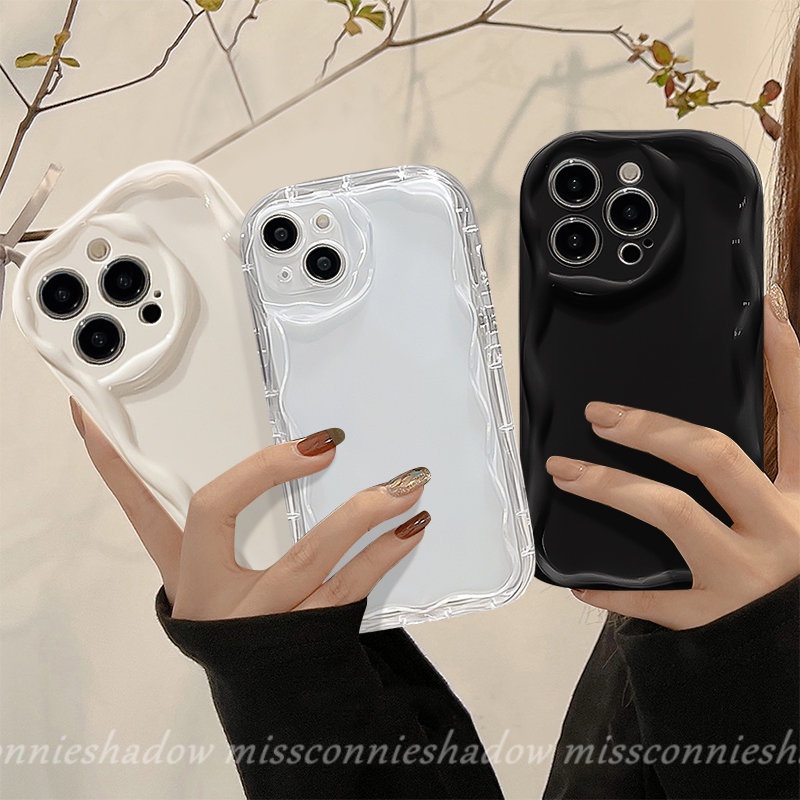 Casing 3D Wavy Curved Edge Shockproof Glossy Untuk Redmi Note12 10Pro 11 11s 10s 10 Pro Max Plus Redmi 10 9T 10A A1 10C A2 9 9A 9C NFC Poco M3 Mewah Simple Watercolor Smooth Case