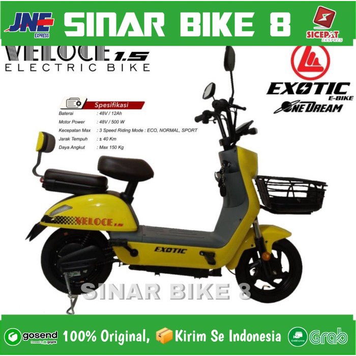 Sepeda Listrik Exotic VELOCE 1.5 &amp; VELOCE 1.6 500 Watt Electric E Bike 48V/12 Ah