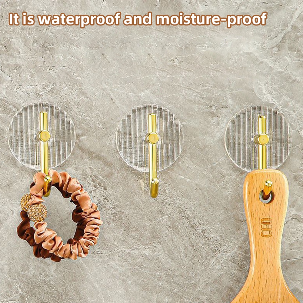 Lampu Gantung Dinding Bebas Paku Luxury Acrylic Storage Hooks/Kait Perekat Dua Sisi Kamar Mandi Dapur/Tempat Penyimpanan Kunci Tas Handuk Tempel Dinding/Gantungan Rak/Rak Dinding