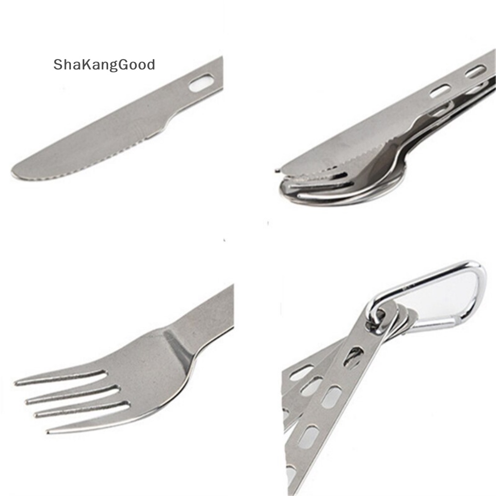 Skid 3pcs/Set Titanium Cutlery Set Ultra Ringan Sendok Garpu Untuk Digunakan Di Rumah Tr SKK