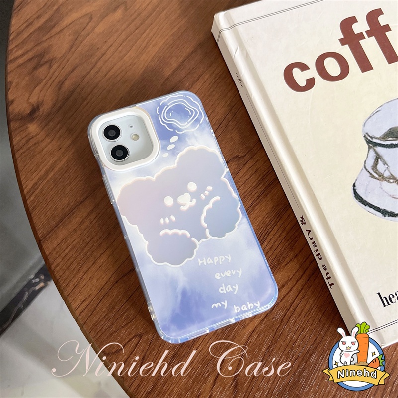 IPHONE Casing Kompatibel Untuk Iphone14 13 12 11 Pro Max X Xr Xs Max8 7 Plus SE 2020 Kartun Beruang Gradien Laser Ponsel Case Kreatif Bening Silikon Lembut Shockproof Bumper Protection Case