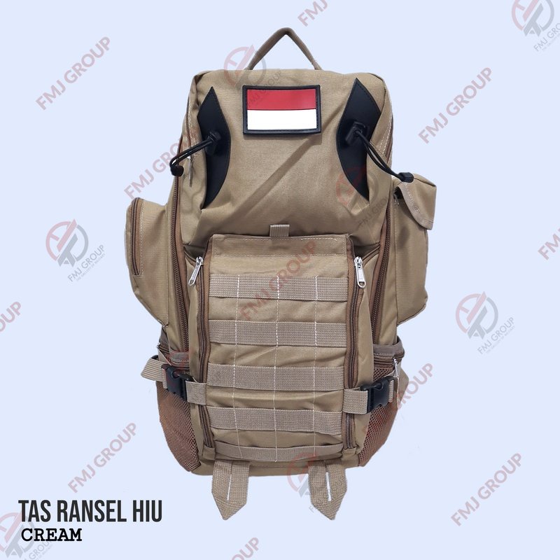 Tas Ransel Hiu Army / Tas Punggung Hiu / Ransel Backpack Hiu / Tas Gunung Tactical Krem