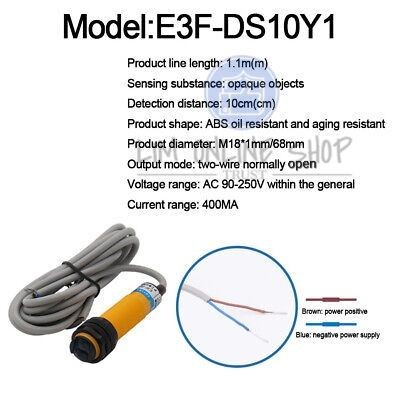 E3F-DS10Y1 Sensor Photoelectric NO Normaly Open 10cm AC 2 Wire