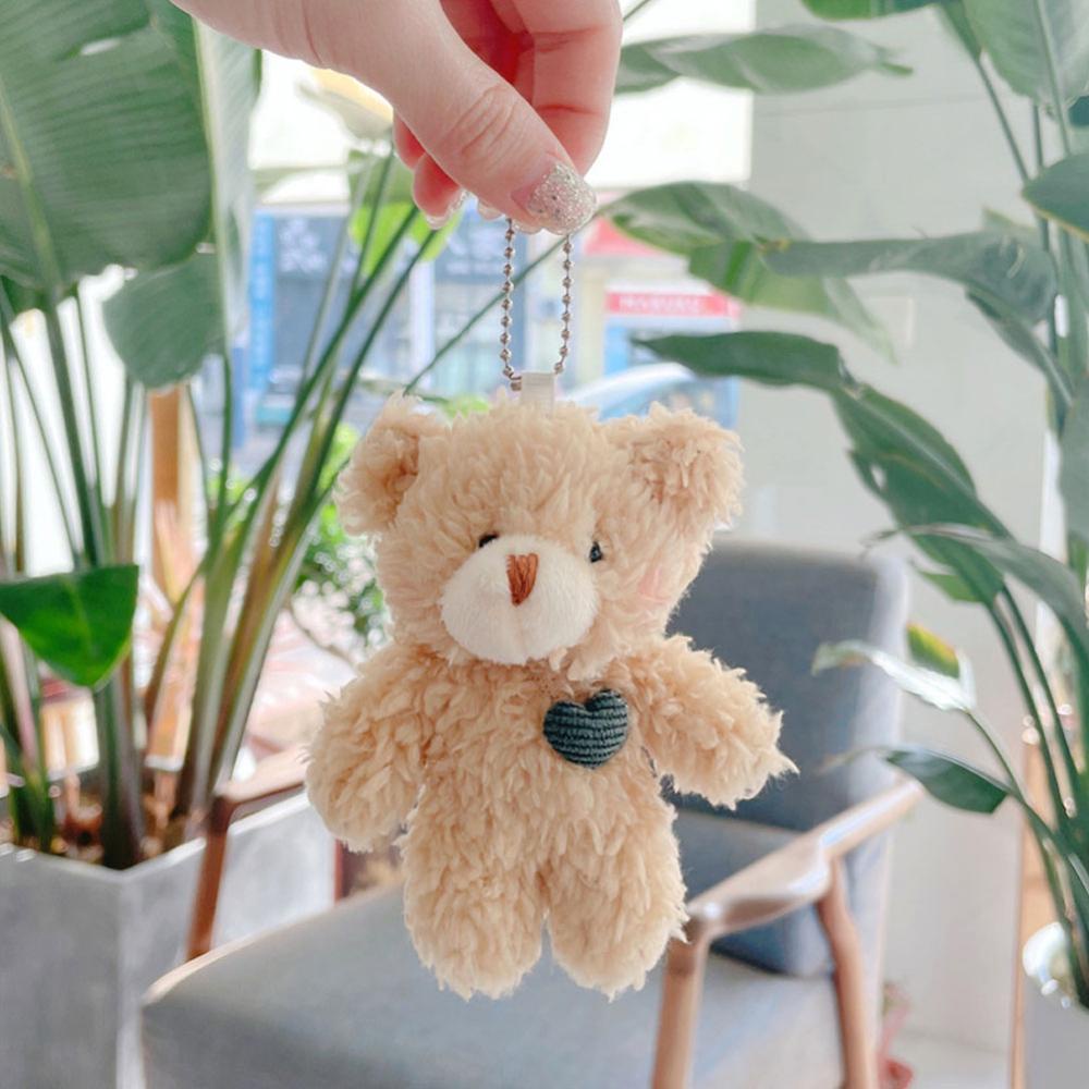 Timekey 12cm Beruang Lucu Plush Keyring Pendant Boneka Lembut Plush Keychain Mainan Ransel Liontin Ulang Tahun Mainan Untuk Anak I3K9