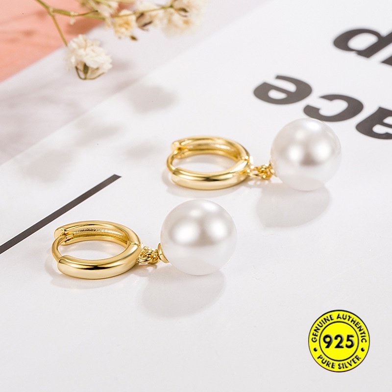 Klip Telinga Mutiara Shell Emas 18K Ringan Mewah Simple Elegan U1813