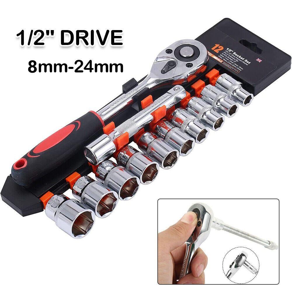 TOP 12pcs 1/2 ''Socket Set Multifungsi Alat Listrik Obeng Set Ratchet Wrench