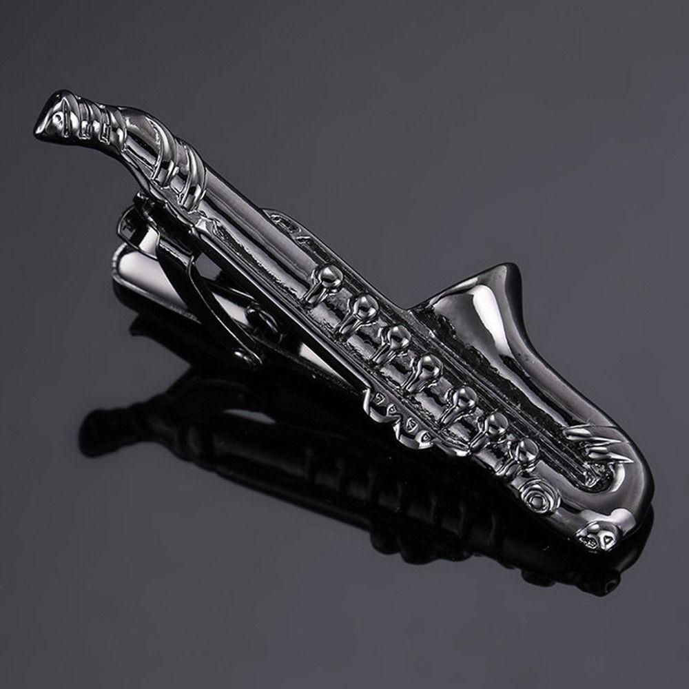 Lily Tie Clip Perhiasan Formal Dasi Clasp Tie Pin Bar Clasp Aksesoris Dasi Saxophone Tie Clip