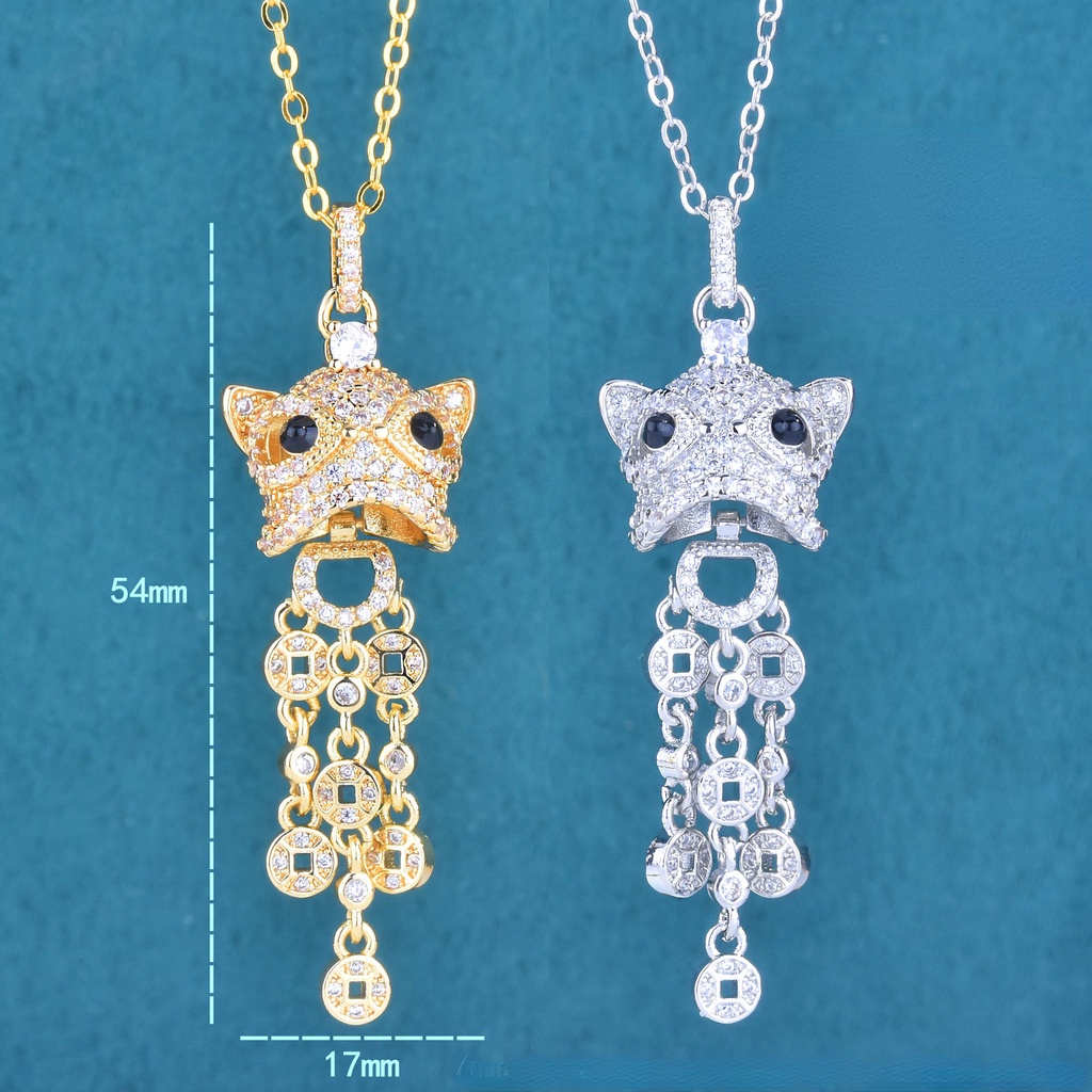 Goldkingdom Fashion Perhiasan Aksesoris Ready Stock Kebangkitan Singa Pixiu Gaya Cina Rumbai Temperamen High-end Rasa Stud Anting Kalung Wanita