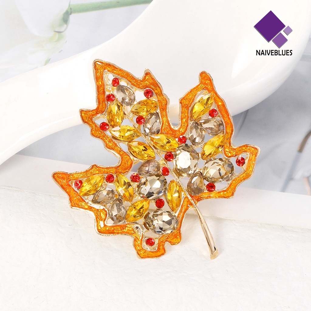 &lt; Naiveblues &gt; Wanita Bros Maple Leaf Rhinestones Lucu Menetes Dicat Bros Wanita